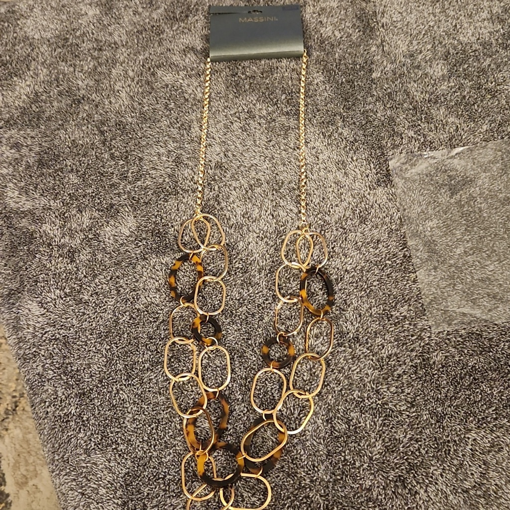 Massini Gold And Brown Circle Chain Necklace